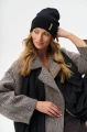 Prążkowana czapka damska typu beanie z wywinięciem Uma Black
