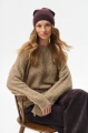 Dzianinowa czapka damska beanie Łapka Dark Brown