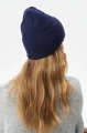 Czapka damska typu beanie z klasycznym prążkowanym splotem Galya Dark Navy