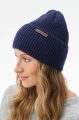 Czapka damska typu beanie z klasycznym prążkowanym splotem Galya Dark Navy
