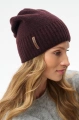 Dzianinowa czapka damska beanie Quanti Aubergine