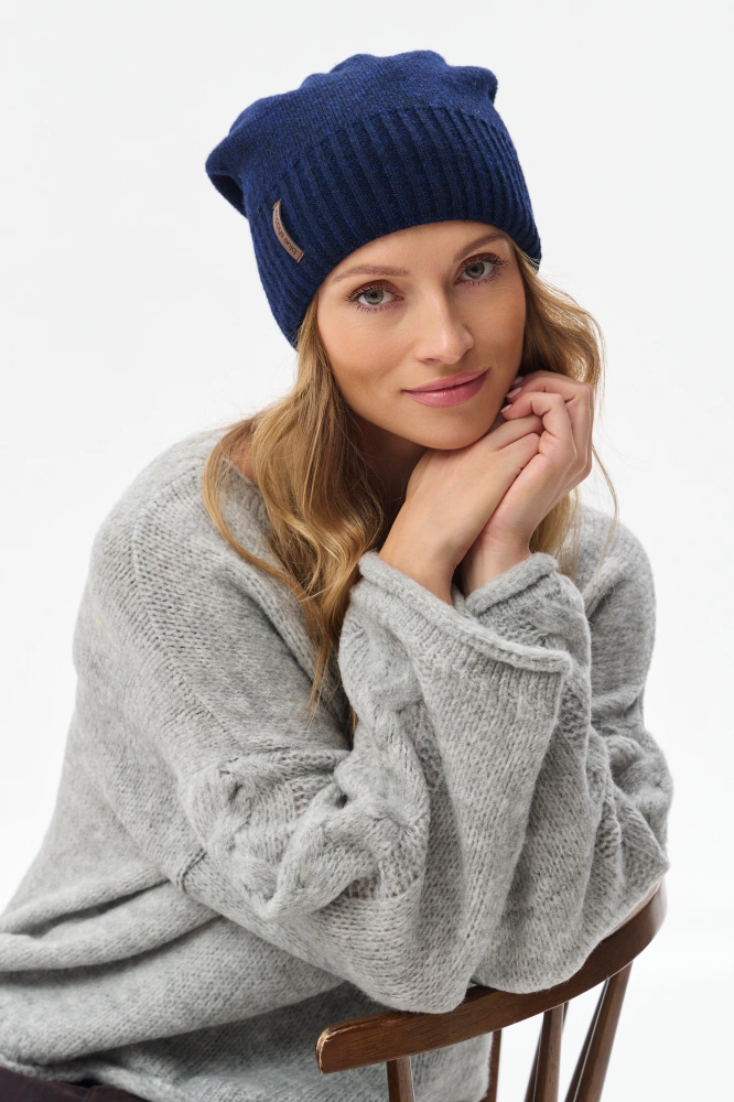 Dzianinowa czapka damska beanie Quanti Dark Navy