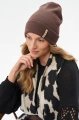 Prążkowana czapka damska typu beanie z wywinięciem Uma Milk Chocolate
