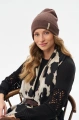 Prążkowana czapka damska typu beanie z wywinięciem Uma Milk Chocolate
