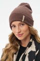 Prążkowana czapka damska typu beanie z wywinięciem Uma Milk Chocolate