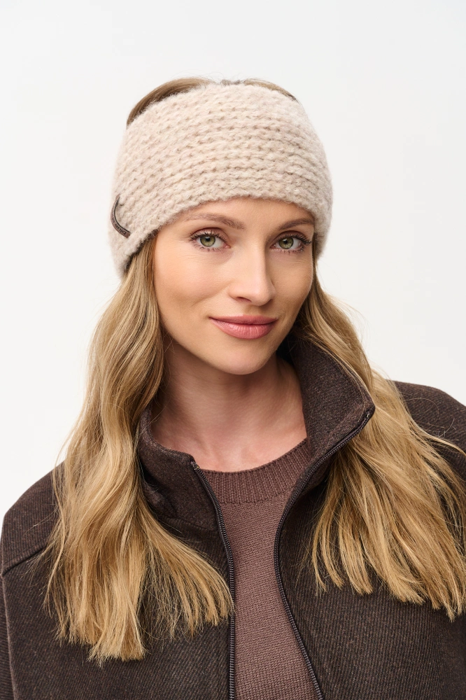 Miękka opaska damska z charakterystyczną fakturą bouclé Booby Beige