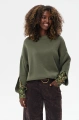 Sweter damski z dekoracyjnymi rękawami Celeste 2 Olive / T0003-01