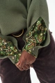 Sweter damski z dekoracyjnymi rękawami Celeste 2 Olive / T0003-01