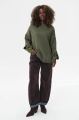 Sweter damski z dekoracyjnymi rękawami Celeste 2 Olive / T0003-01
