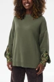 Sweter damski z dekoracyjnymi rękawami Celeste 2 Olive / T0003-01