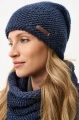 Dzianinowa czapka damska z wyrazistym splotem Kazza Dark Navy