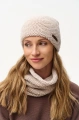 Dzianinowy komin damski z grubym strukturalnym splotem Kazza Light Beige