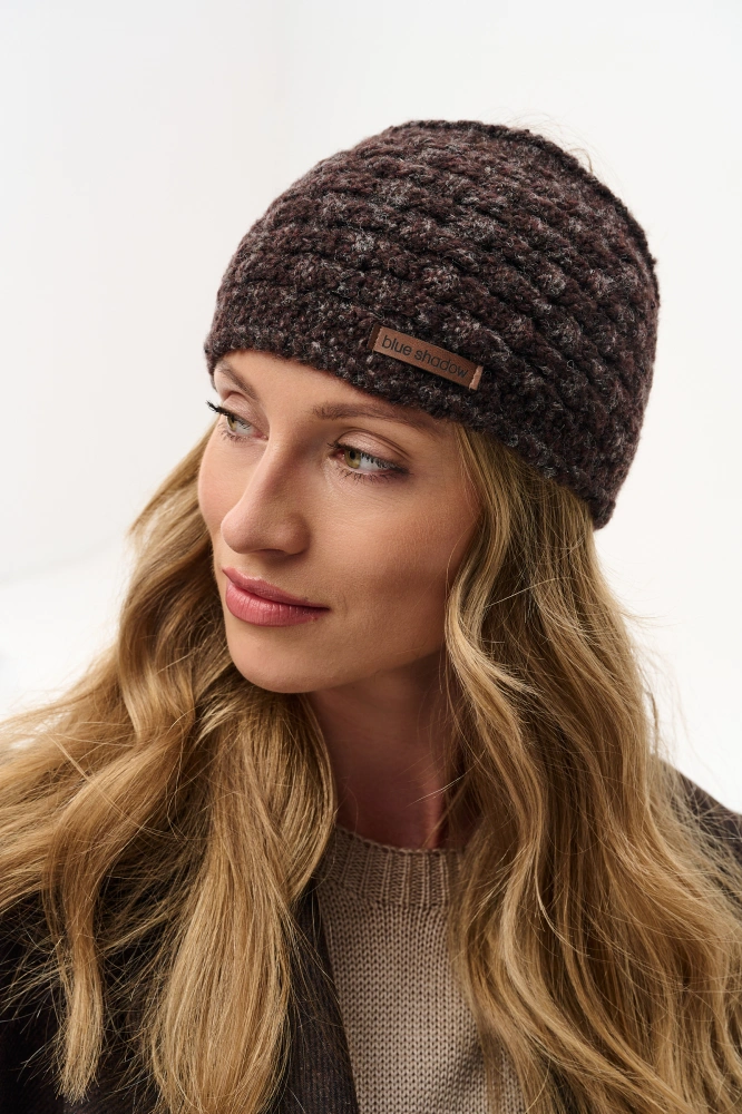 Opaska damska dzianinowa z przestrzennym splotem Loretta Dark Brown