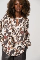 Bluzka wiskozowa z wzorem paisley, dekolt wykończony falbanką i koronką w stylu boho Zigi Light Beige
