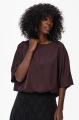 Elegancka tkaninowa bluzka z krótkim rękawem o regularnym kroju Royal. Dark Brown