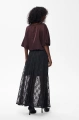 Elegancka tkaninowa bluzka z krótkim rękawem o regularnym kroju Royal. Dark Brown