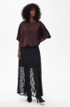 Elegancka tkaninowa bluzka z krótkim rękawem o regularnym kroju Royal. Dark Brown
