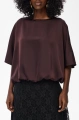 Elegancka tkaninowa bluzka z krótkim rękawem o regularnym kroju Royal. Dark Brown