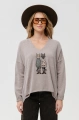 Sweter w serek z aplikacją Kety Stone