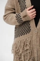 Kardigan zapinany z frędzlami Belo Light Brown