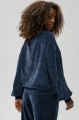 Bluza welurowa z przeszyciami na rękawach Naja Dark Navy