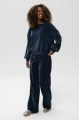 Bluza welurowa z przeszyciami na rękawach Naja Dark Navy