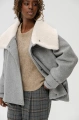 Kurtka zimowa bomber z wełny ze ściągaczami w rękawach Naomi Light Gray