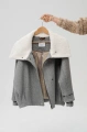 Kurtka zimowa bomber z wełny ze ściągaczami w rękawach Naomi Light Gray