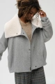 Kurtka zimowa bomber z wełny ze ściągaczami w rękawach Naomi Light Gray