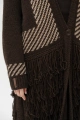 Kardigan zapinany z frędzlami Belo Dark Brown