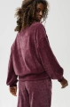 Bluza welurowa z przeszyciami na rękawach Naja Aubergine