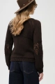 Bawełniany sweter z ażurem na rękawach Blavia Dark Brown