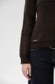 Bawełniany sweter z ażurem na rękawach Blavia Dark Brown
