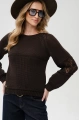 Bawełniany sweter z ażurem na rękawach Blavia Dark Brown