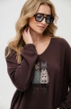 Sweter w serek z aplikacją Kety Dark Brown