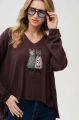 Sweter w serek z aplikacją Kety Dark Brown