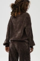 Bluza welurowa z przeszyciami na rękawach Naja Dark Brown