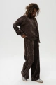 Bluza welurowa z przeszyciami na rękawach Naja Dark Brown