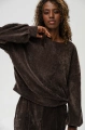 Bluza welurowa z przeszyciami na rękawach Naja Dark Brown