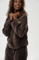 Bluza welurowa z przeszyciami na rękawach Naja Dark Brown