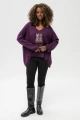 Sweter w serek z aplikacją Kety Aubergine
