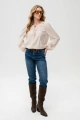 Bluzka damska z haftem Roko Light Beige
