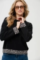 Wiskozowy sweter z żakardem w rękawach Kaps Black