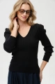 Sweter wiskozowy z ozdobnym splotem i ażurem w dekolcie Xava Black