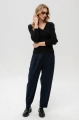 Sweter wiskozowy z ozdobnym splotem i ażurem w dekolcie Xava Black