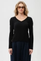 Sweter wiskozowy z ozdobnym splotem i ażurem w dekolcie Xava Black
