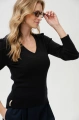Sweter wiskozowy z ozdobnym splotem i ażurem w dekolcie Xava Black