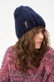 Miękka czapka damska typu beanie z charakterystyczną fakturą bouclé Boucle Dark Navy