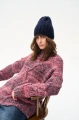 Miękka czapka damska typu beanie z charakterystyczną fakturą bouclé Boucle Dark Navy