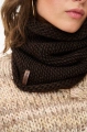 Dzianinowy komin damski z grubym strukturalnym splotem Kazza Dark Brown